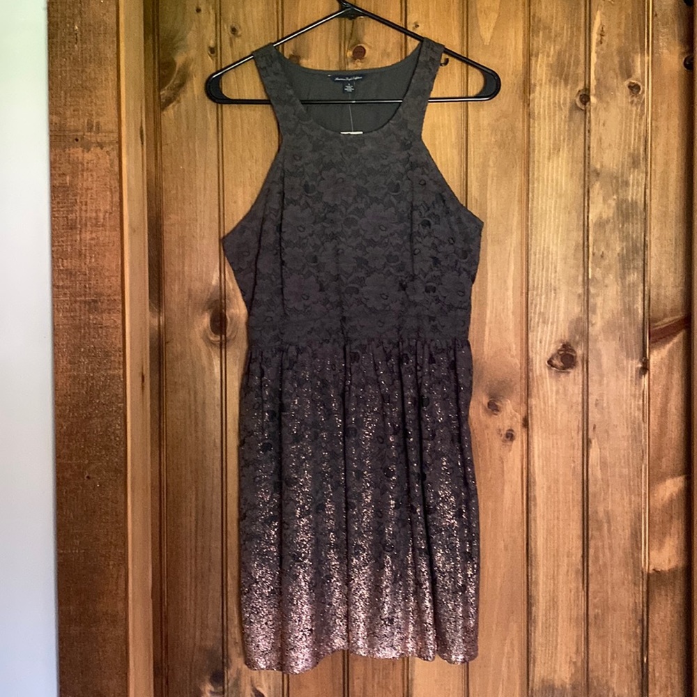 American eagle charcoal dress with rose gold glitter